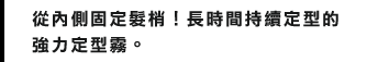 超固定！ネジリ直しもOK！キメたスタイル、くずさない。